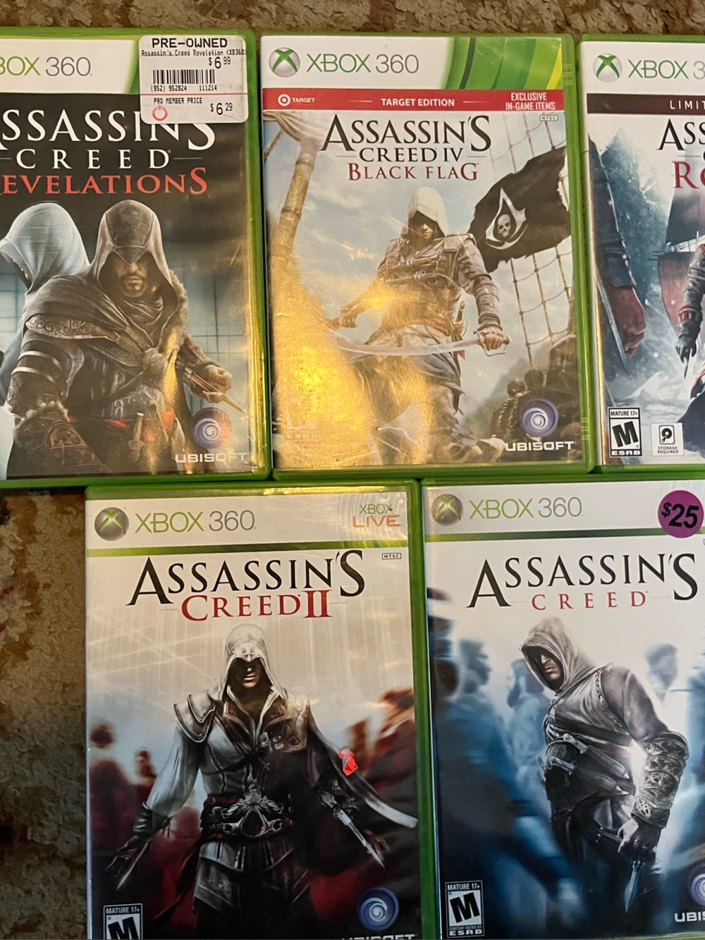 Assassin's Creed II, Brotherhood, Revelations, III, IV Black Flag Rogue Xbox 360